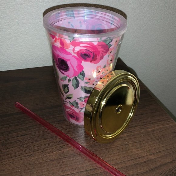 Pink Floral Plastic Tumbler - Picture 5 of 5